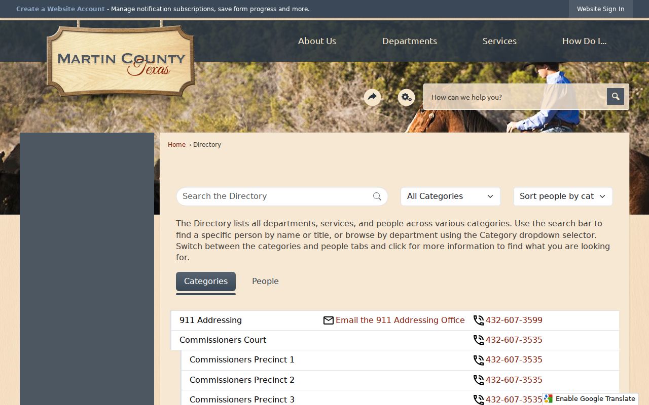 Official Martin County department and elected-office directory
