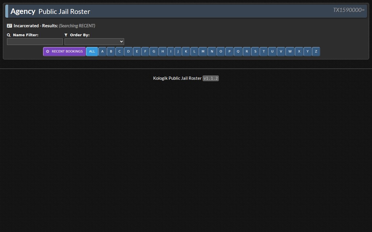 Kologik current inmate roster interface linked by Martin County Sheriff